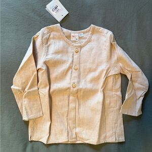 Oso & Me Flannel Kids Beige Button-Up Shirt 24M NWT